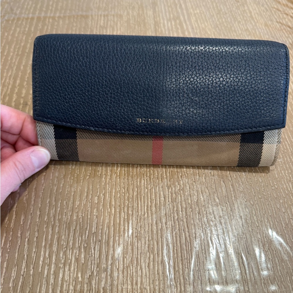 Burberry Black and Beige Check Wallet